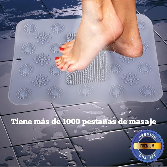 Alfombra exfoliante con esponja azul